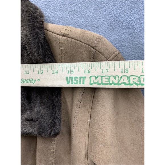 Vintage Women's Gallery Brown Faux Fur Polyester Button Down Long Coat Large - Picture 5 of 16